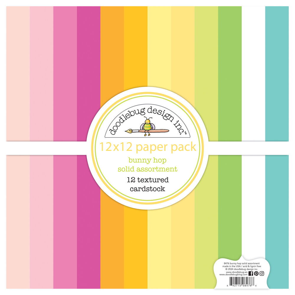 Doodlebug Design Bunny Hop 12x12 Inch Textured Cardstock Assortment Pack (8476) (DISCONTINUED)