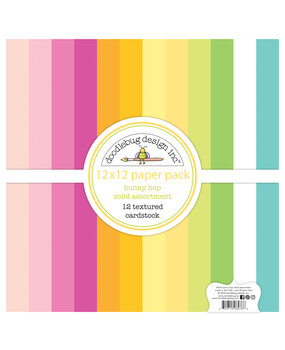 Doodlebug Design Bunny Hop 12x12 Inch Textured Cardstock Assortment Pack (8476) (DISCONTINUED)