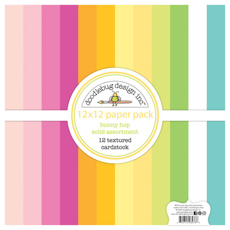 Doodlebug Design Bunny Hop 12x12 Inch Textured Cardstock Assortment Pack (8476) (DISCONTINUED)