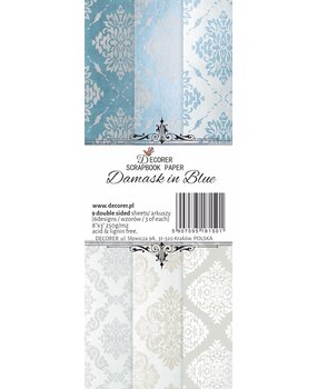 Decorer Damask in Blue 3x8 Inch Paper Pack (Double-sided) (DECOR-D2) (OUTLET)