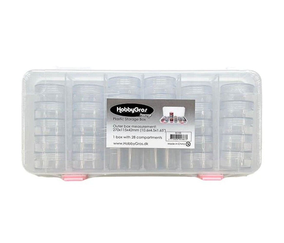 HobbyGros Storage Plastic Storage Box w/ 28 Compartments - Jars (SS105) HobbyGros Storage Plastic Storage Box w/ 28 Compartments - Jars (SS105)