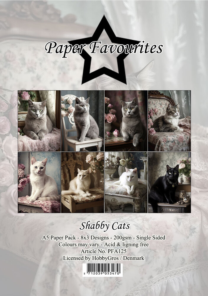 Paper Favourites Shabby Cats A5 Paper Pack (PFA125) (DISCONTINUED)