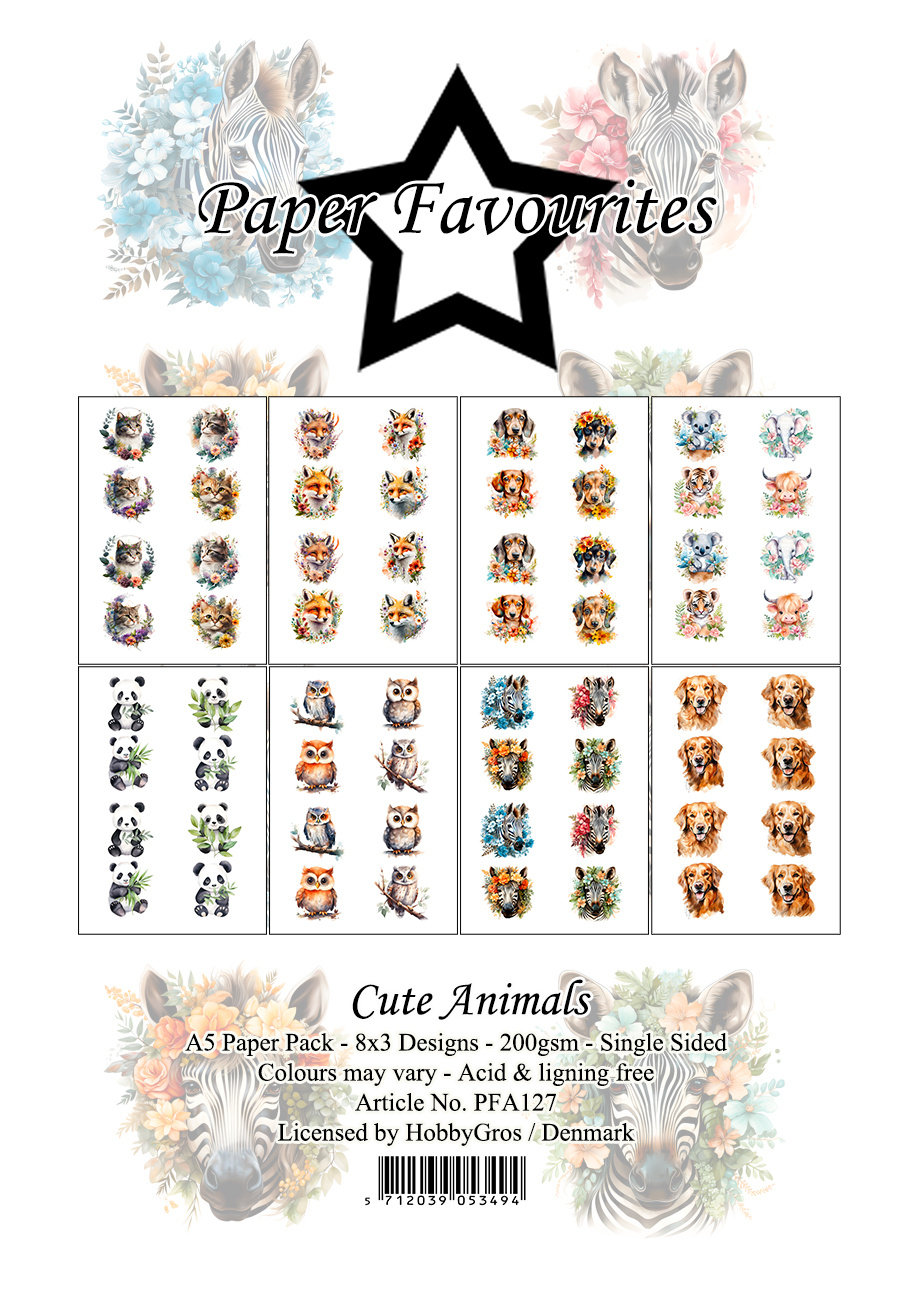 Cute Animals A5 Paper Pack (PFA127) - Craftlines B.V.