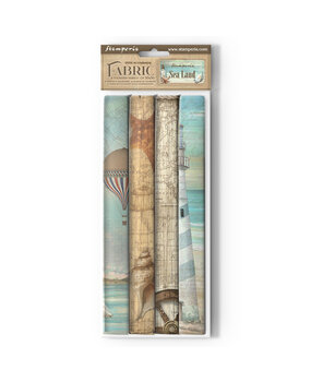 Stamperia Sea Land 12x12 Inch Fabric Sheets (4pcs) (SBPLT25) (DISCONTINUED)