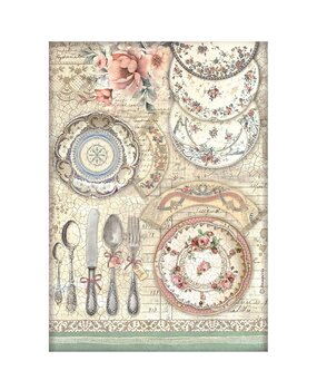 Stamperia Brocante Antiques A4 Rice Paper Ceramic Plates (6pcs) (DFSA4856) (DISCONTINUED)