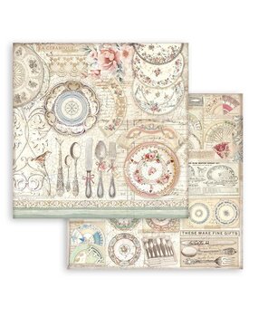 Stamperia Brocante Antiques 12x12 Inch Paper Sheets Ceramic Plates (10pcs) (SBB984) (DISCONTINUED)