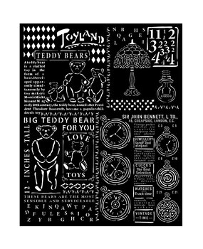Stamperia Brocante Antiques Thick Stencil 20x25cm Teddy Bear (KSTD159) (DISCONTINUED)