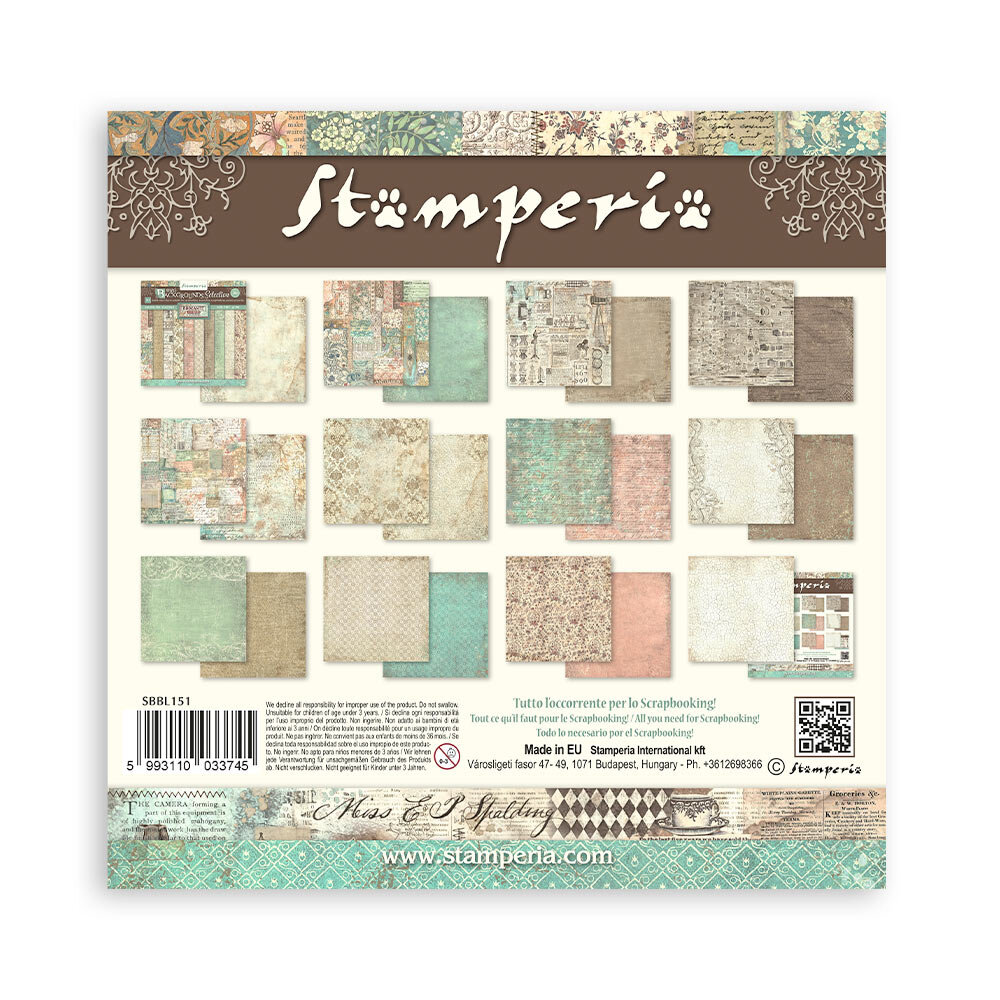 Stamperia Brocante Antiques Maxi Background 12x12 Inch Paper Pack (SBBL151) (DISCONTINUED)