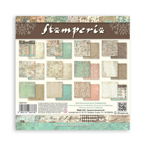 Stamperia Brocante Antiques Backgrounds 8x8 Inch Paper Pack (SBBS102)