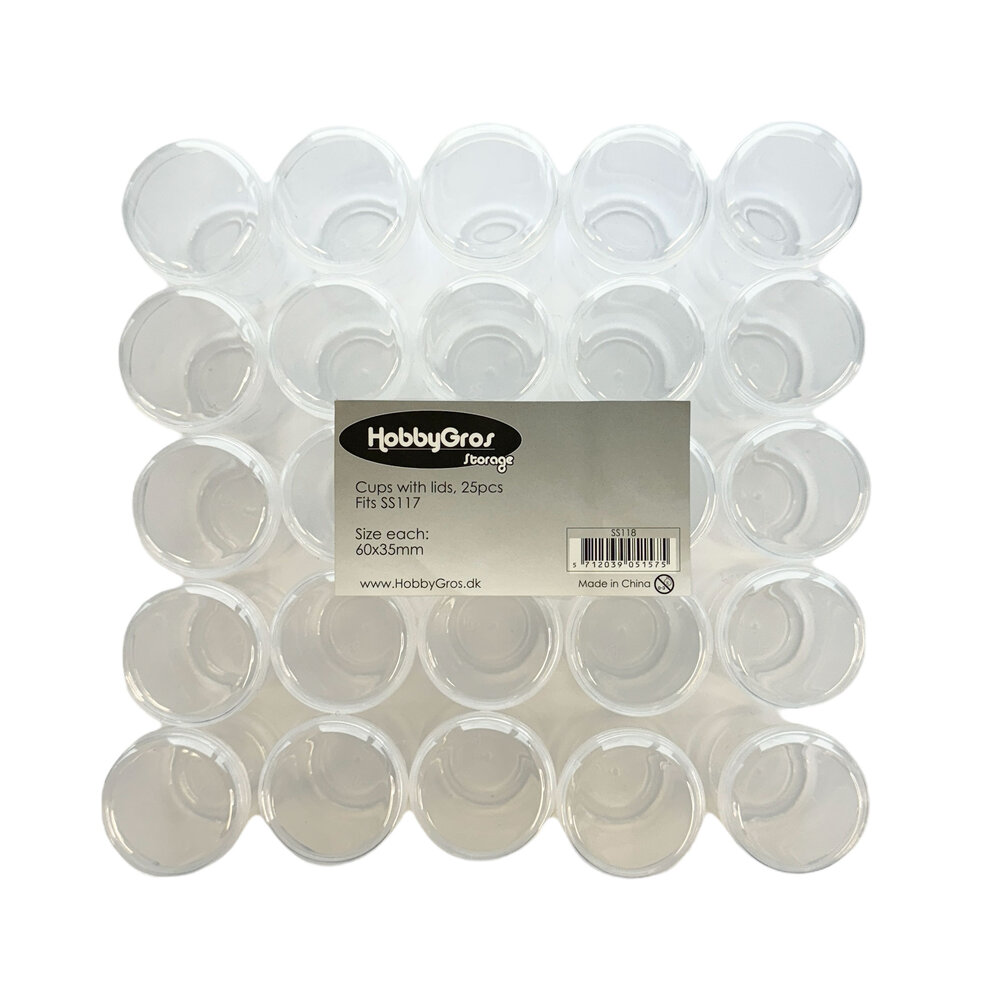 HobbyGros Storage Cups with Lids (25pcs) (SS118)