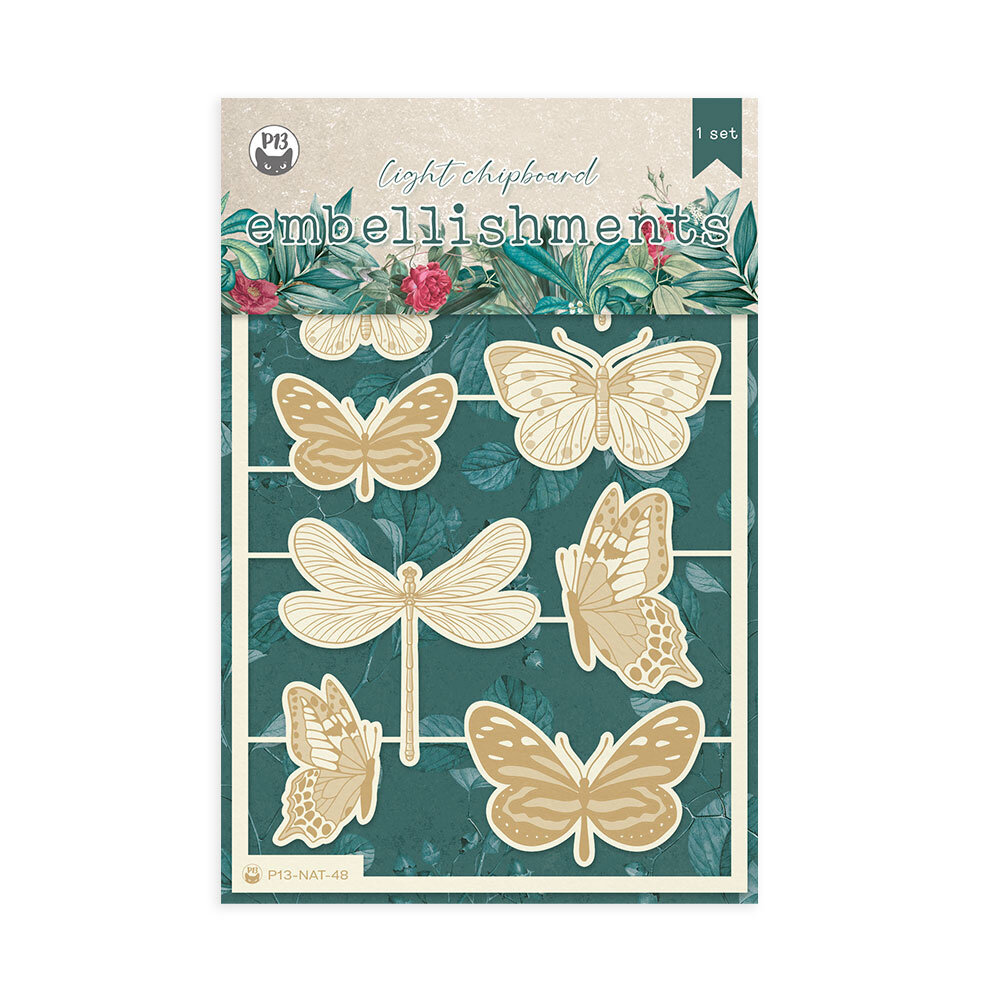 P13 Naturalist Light Chipboard Embellishments 05 (9pcs) (P13-NAT-48) (DISCONTINUED)