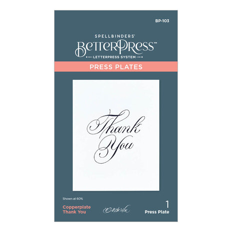 Spellbinders Copperplate Thank You Press Plate (BP-103) (DISCONTINUED) Spellbinders Copperplate Thank You Press Plate (BP-103) (DISCONTINUED)