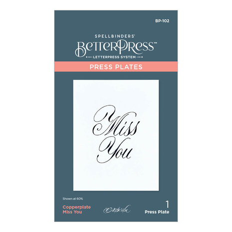 Spellbinders Copperplate Miss You Press Plate (BP-102) (DISCONTINUED) Spellbinders Copperplate Miss You Press Plate (BP-102) (DISCONTINUED)