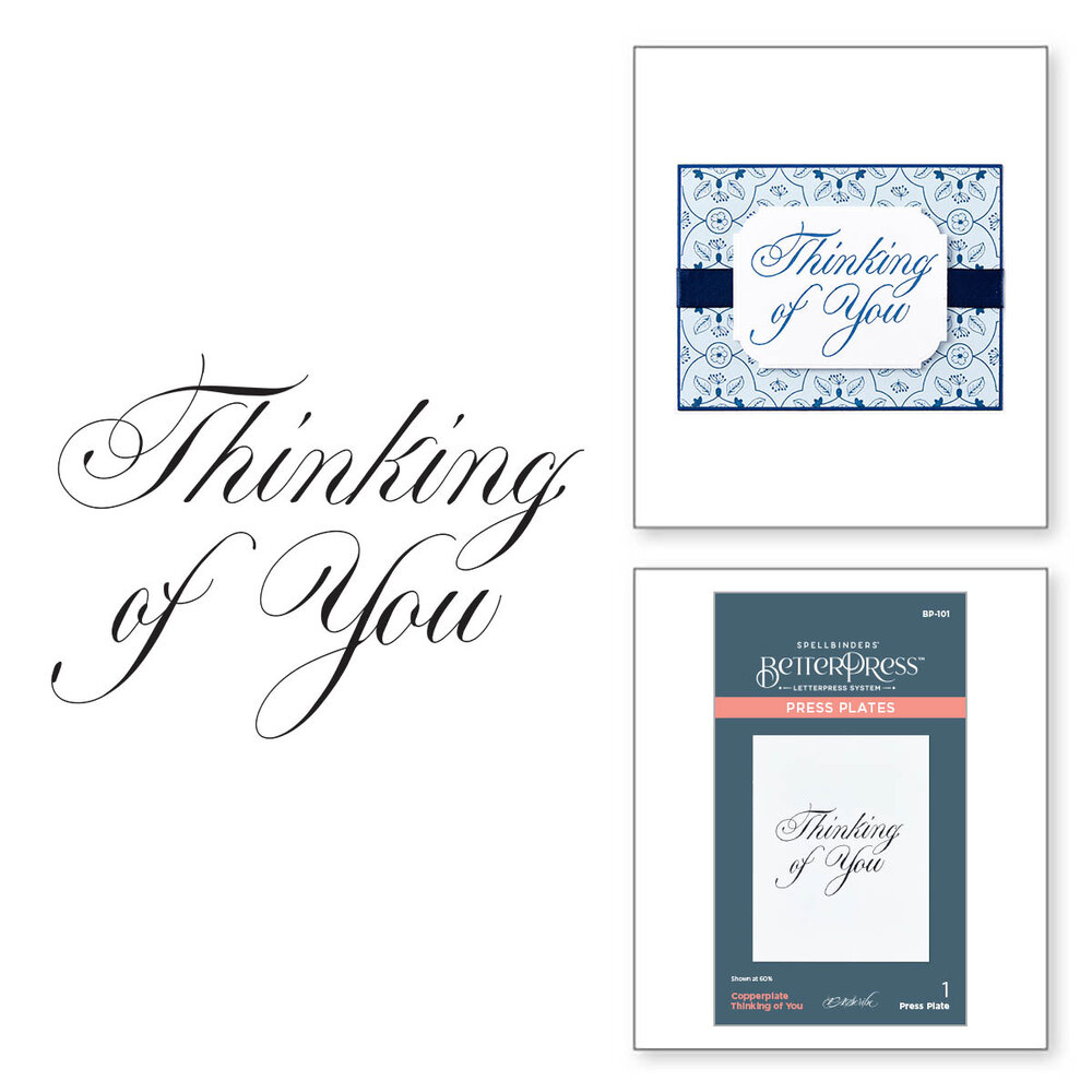 Spellbinders Copperplate Thinking of You Press Plate (BP-101) (DISCONTINUED) Spellbinders Copperplate Thinking of You Press Plate (BP-101) (DISCONTINUED)