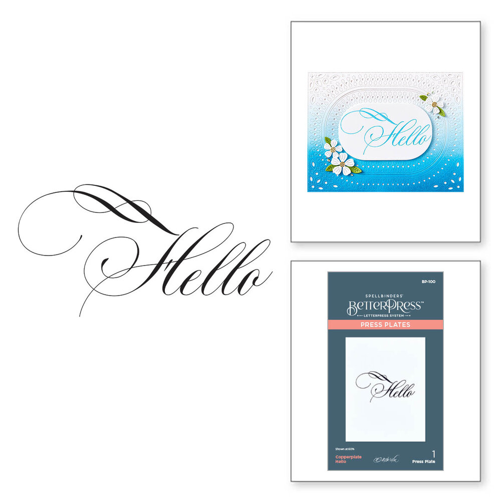 Spellbinders Copperplate Hello Press Plate (BP-100) (DISCONTINUED) Spellbinders Copperplate Hello Press Plate (BP-100) (DISCONTINUED)