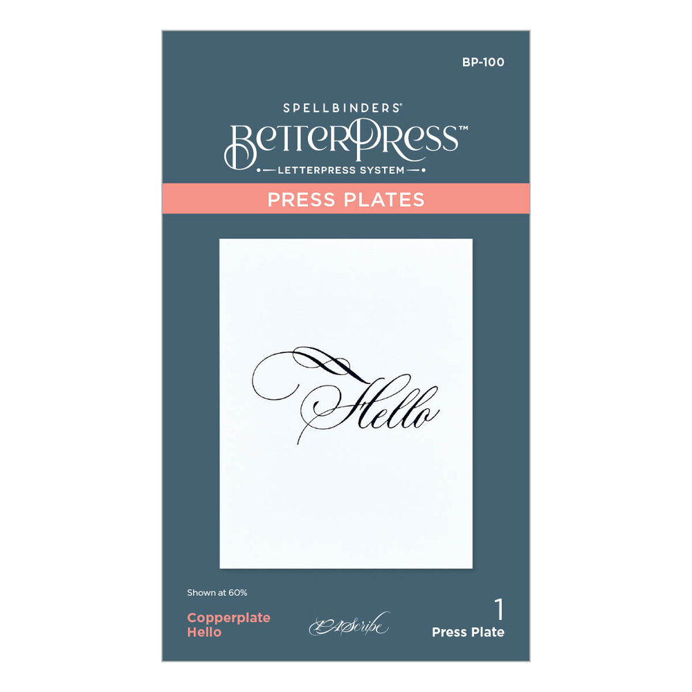 Spellbinders Copperplate Hello Press Plate (BP-100) (DISCONTINUED) Spellbinders Copperplate Hello Press Plate (BP-100) (DISCONTINUED)