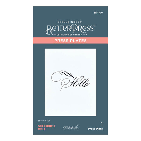 Spellbinders Copperplate Hello Press Plate (BP-100) (DISCONTINUED) Spellbinders Copperplate Hello Press Plate (BP-100) (DISCONTINUED)