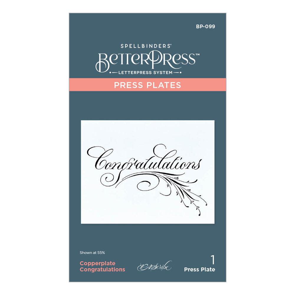 Spellbinders Copperplate Congratulations Press Plate (BP-099) (DISCONTINUED) Spellbinders Copperplate Congratulations Press Plate (BP-099) (DISCONTINUED)