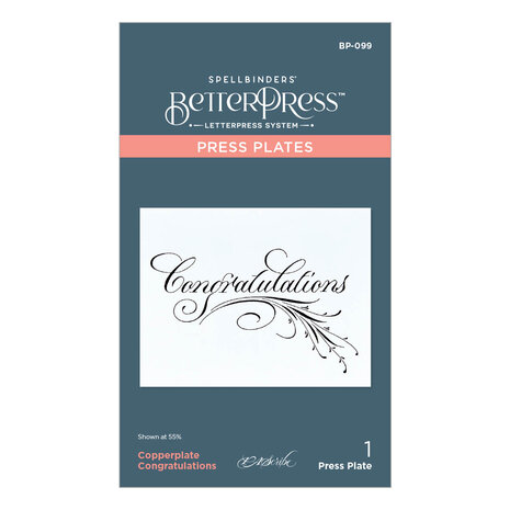 Spellbinders Copperplate Congratulations Press Plate (BP-099) (DISCONTINUED) Spellbinders Copperplate Congratulations Press Plate (BP-099) (DISCONTINUED)