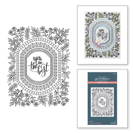 Spellbinders Mirrored Arch Nested Sprigs Press Plate (BP-112) (OUTLET)