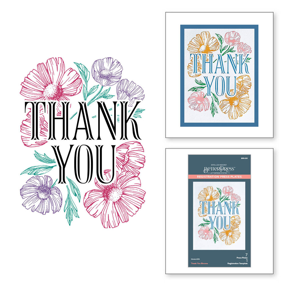 Spellbinders Thank You Blooms Registration Press Plates (BPR-001) (OUTLET) Spellbinders Thank You Blooms Registration Press Plates (BPR-001) (OUTLET)