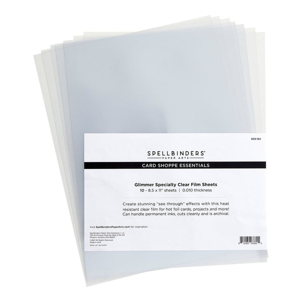 Spellbinders Glimmer Specialty Clear Film Sheets 8.5x11 Inch (10pcs) (SCS-154)