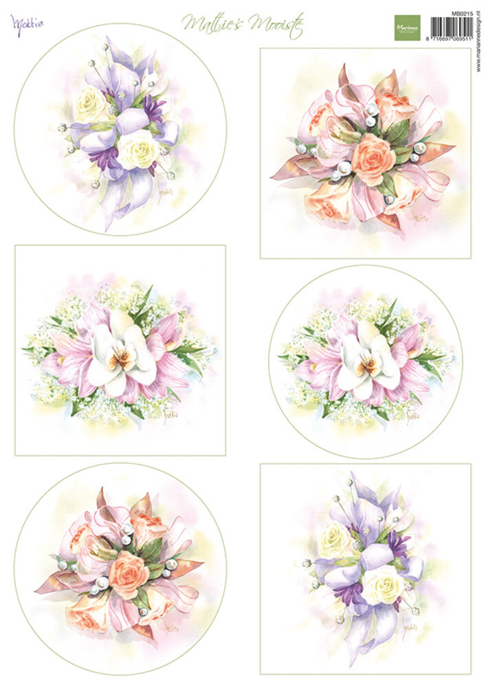 Marianne Design Decoupage A4 Sheet Mattie's Mooiste Romantic Bouquets (MB0215) (DISCONTINUED) Marianne Design Decoupage A4 Sheet Mattie's Mooiste Romantic Bouquets (MB0215) (DISCONTINUED)