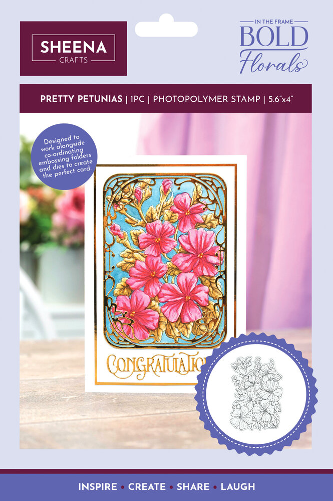 Crafter's Companion In the Frame Bold Florals Clear Stamp Pretty Petunias (SD-ITF-BF-STP-PP) (DISCONTINUED) Crafter's Companion In the Frame Bold Florals Clear Stamp Pretty Petunias (SD-ITF-BF-STP-PP) (DISCONTINUED)