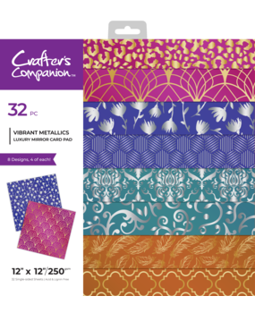 Crafter's Companion Luxury Mirror Card Pad 12x12 Inch Vibrant Metallics (CC-LMC12-VIME) (DISCONTINUED)