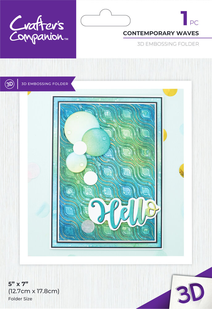 Crafter's Companion Bold 3D Folders 5x7 Inch 3D Embossing Folder Contemporary Waves (CC-EF5-3D-COWA) (DISCONTINUED) Crafter's Companion Bold 3D Folders 5x7 Inch 3D Embossing Folder Contemporary Waves (CC-EF5-3D-COWA) (DISCONTINUED)