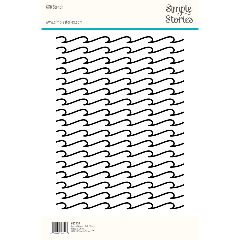 Simple Stories Just Beachy Stencil Beach Waves (22330) (DISCONTINUED)