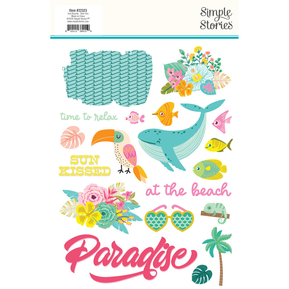 Simple Stories Just Beachy Rub Ons (22323) (DISCONTINUED)