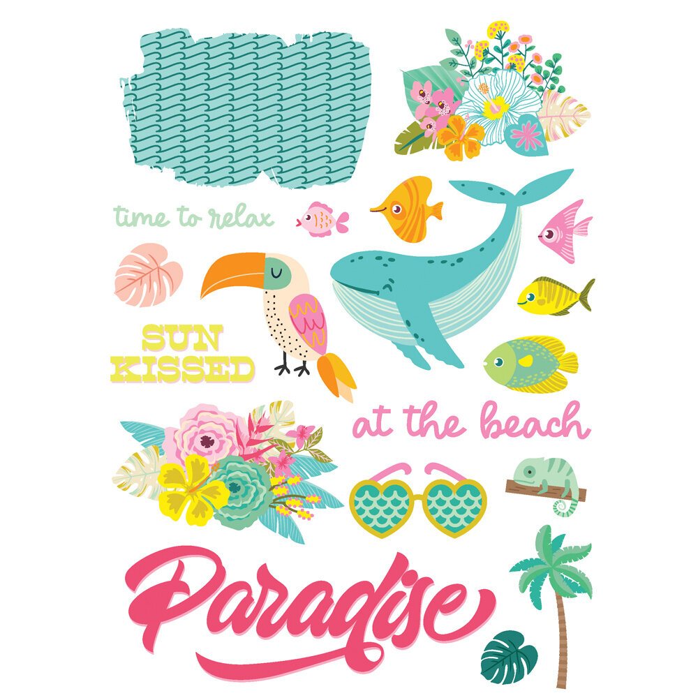 Simple Stories Just Beachy Rub Ons (22323) (DISCONTINUED)