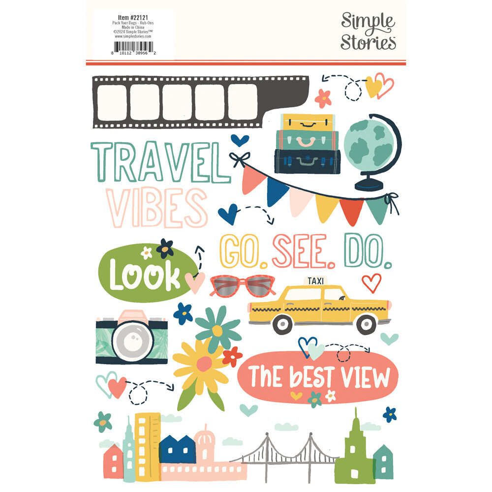 Simple Stories Pack Your Bags Rub Ons (22121) (OUTLET)