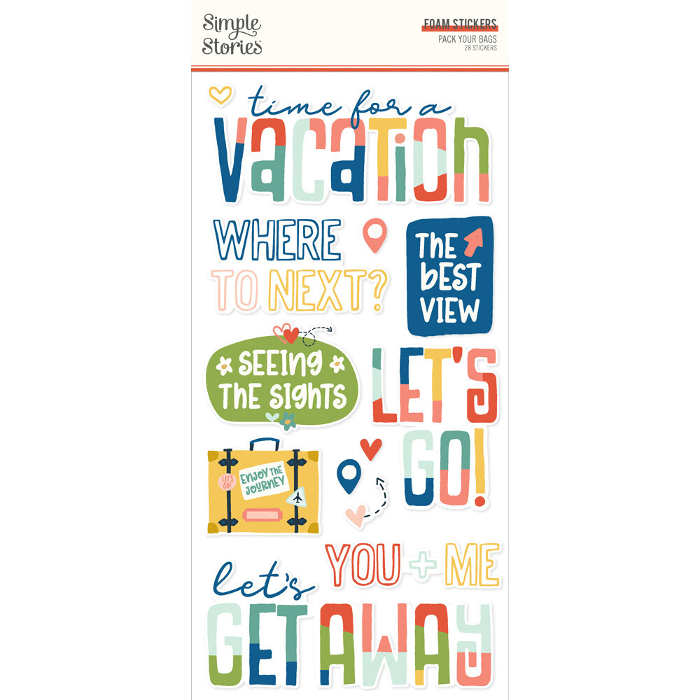 Simple Stories Pack Your Bags Foam Stickers (22124) (DISCONTINUED)