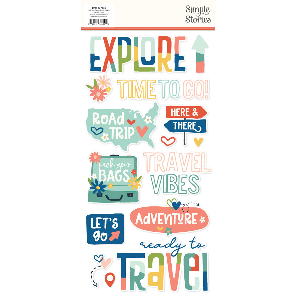 Simple Stories Pack Your Bags Foam Stickers (22124) (DISCONTINUED)