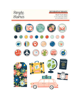 Simple Stories Pack Your Bags Decorative Brads (22125) (DISCONTINUED)