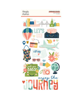 Simple Stories Pack Your Bags Chipboard Stickers (22117) (DISCONTINUED)