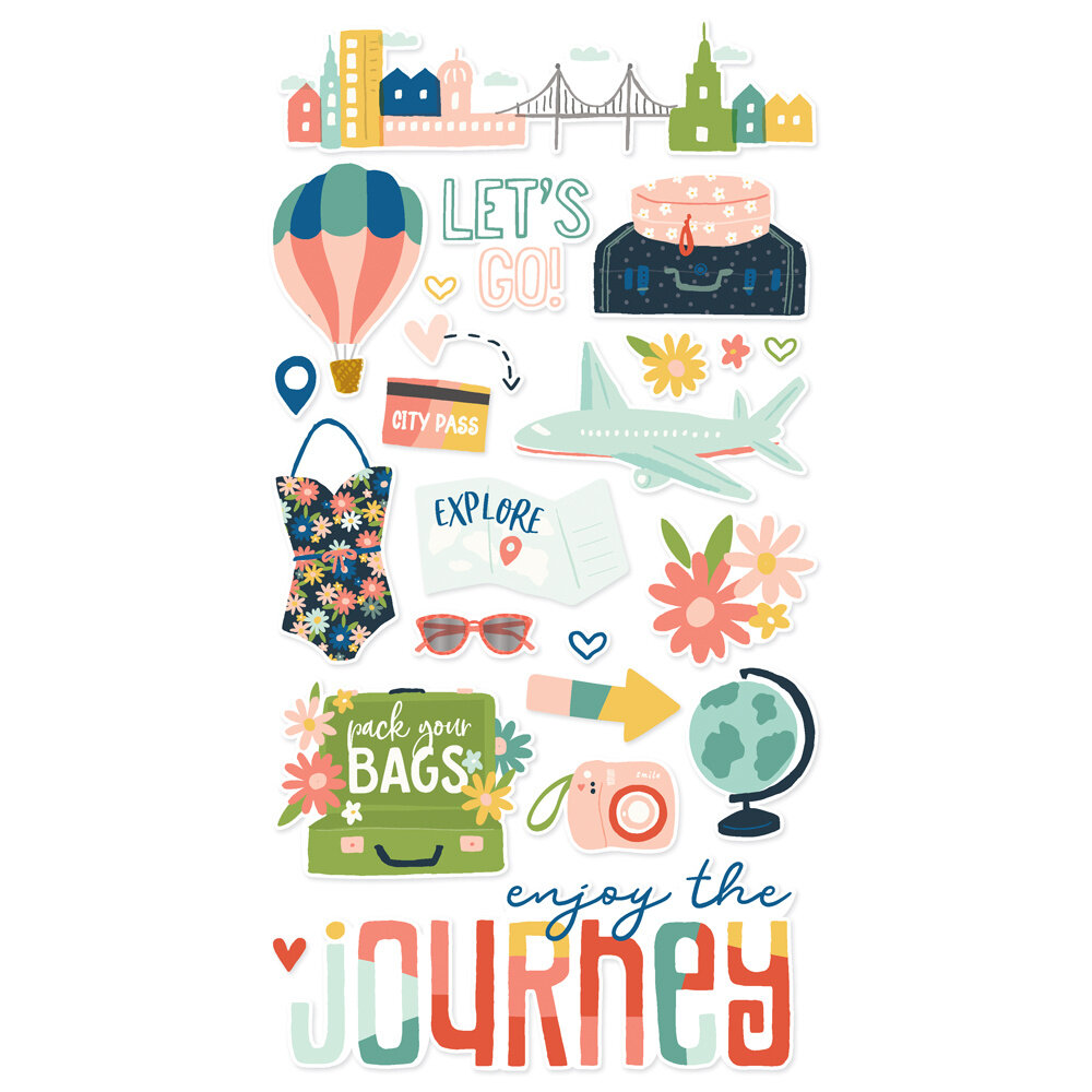 Simple Stories Pack Your Bags Chipboard Stickers (22117) (DISCONTINUED)