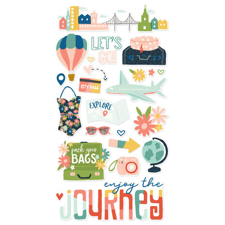 Simple Stories Pack Your Bags Chipboard Stickers (22117) (DISCONTINUED)