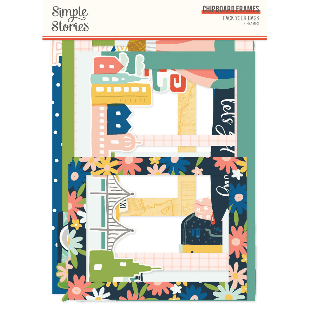 Simple Stories Pack Your Bags Chipboard Frames (22123) (DISCONTINUED)