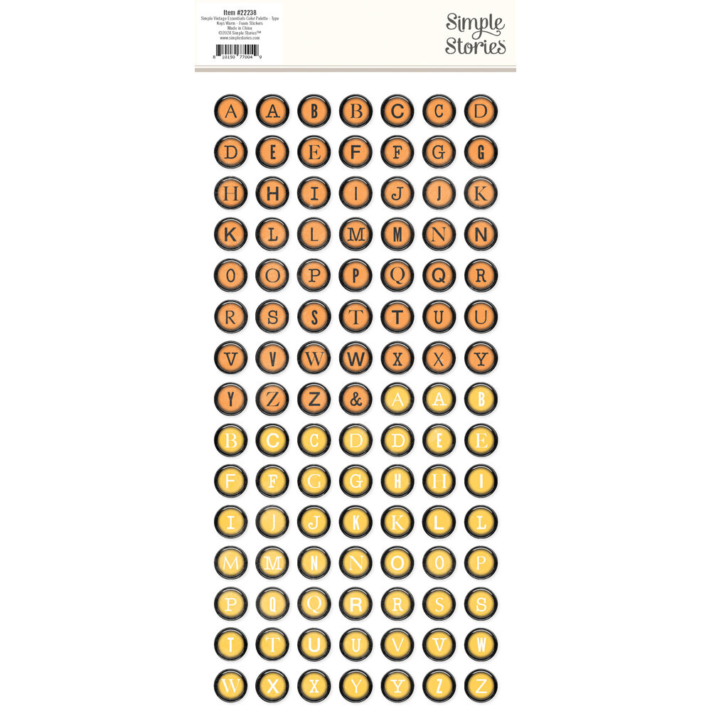 Simple Stories Simple Vintage Essentials Color Palette Foam Stickers Type Keys Warm (22238) (DISCONTINUED)