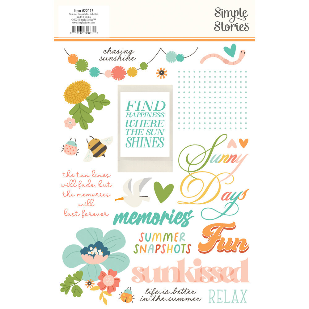 Simple Stories Summer Snapshots Rub Ons (22022) (DISCONTINUED)