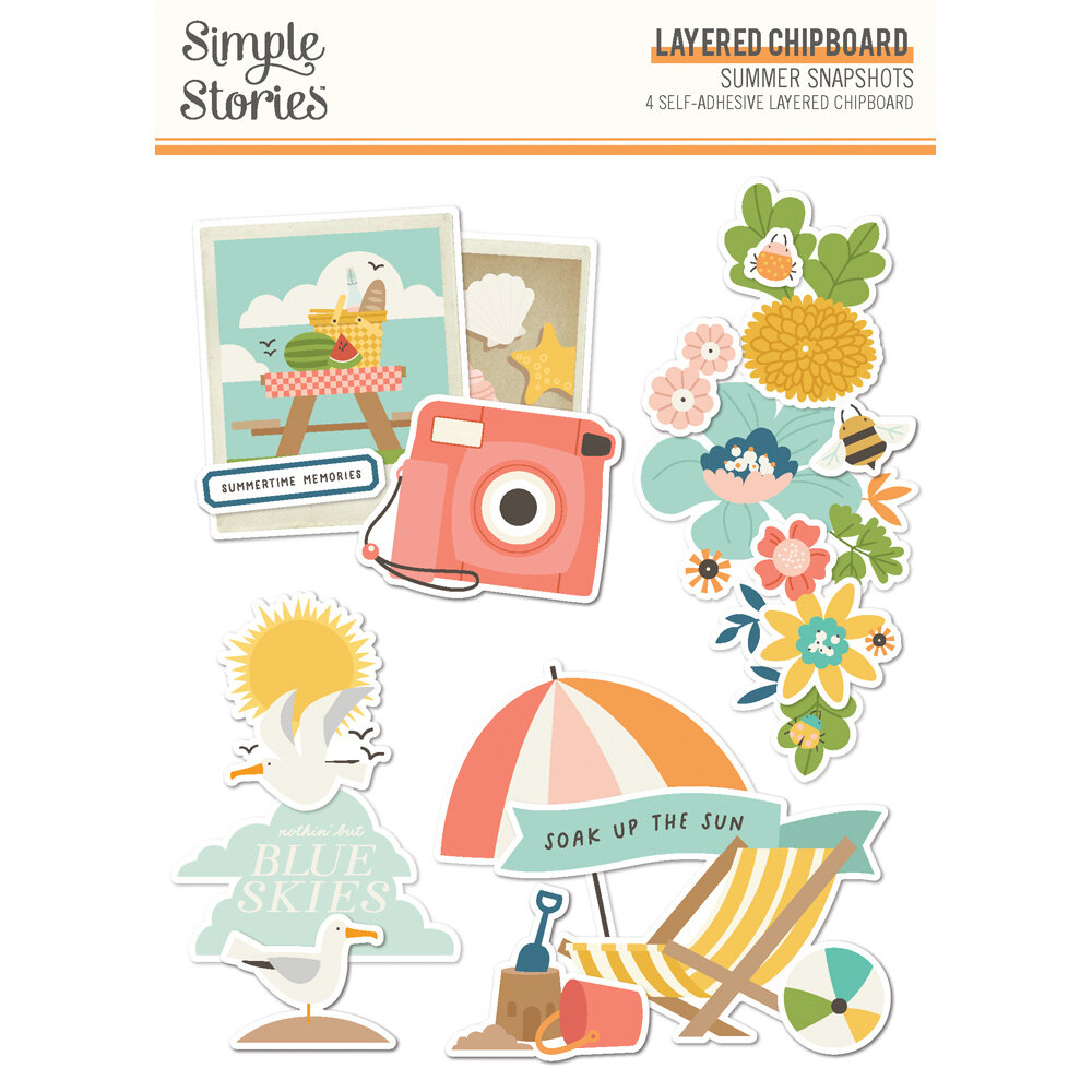Simple Stories Summer Snapshots Layered Chipboard Stickers (22023) (DISCONTINUED)