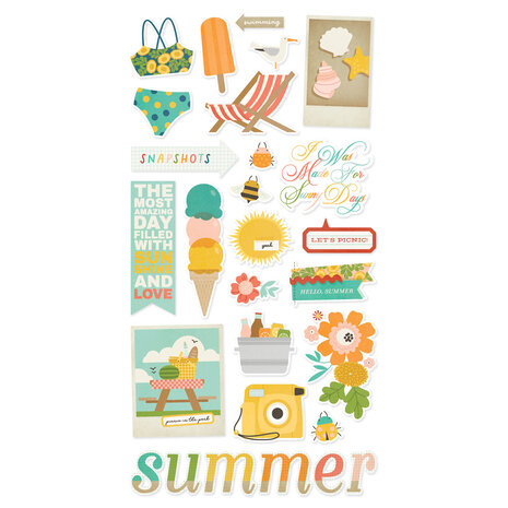 Simple Stories Summer Snapshots Chipboard Stickers (22017) (DISCONTINUED)