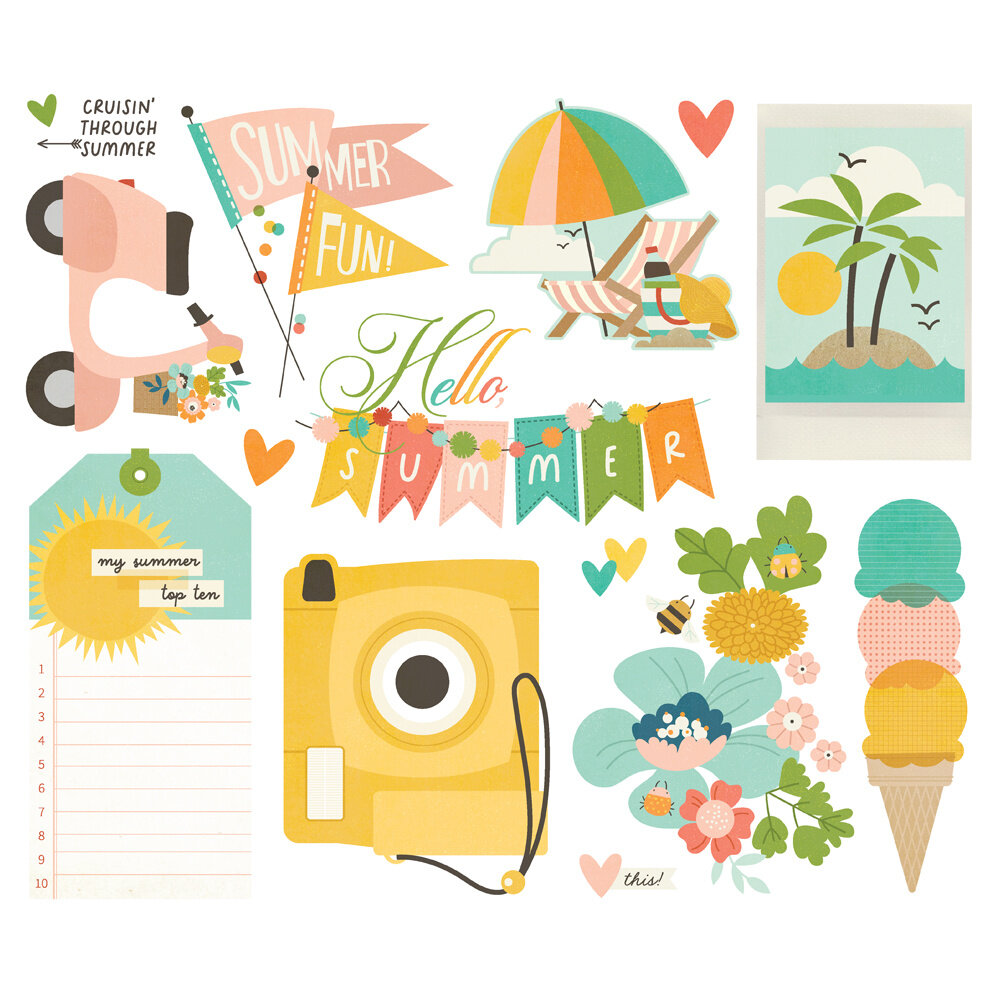 Simple Stories Summer Snapshots Big Bits & Pieces (22021) (DISCONTINUED)