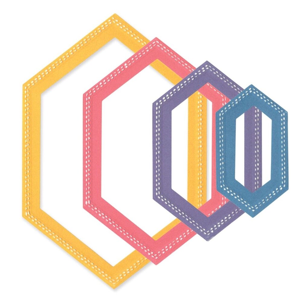 Sizzix Framelits by Stacey Park Fanciful Belinda Stitched Henxagons (10pcs) (666554) (DISCONTINUED) Sizzix Framelits by Stacey Park Fanciful Belinda Stitched Henxagons (10pcs) (666554) (DISCONTINUED)