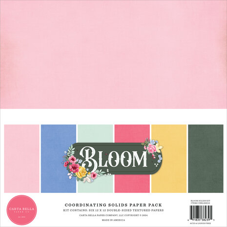Carta Bella Bloom 12x12 Inch Coordinating Solids Paper Pack (CBBL366015) (OUTLET) Carta Bella Bloom 12x12 Inch Coordinating Solids Paper Pack (CBBL366015) (OUTLET)