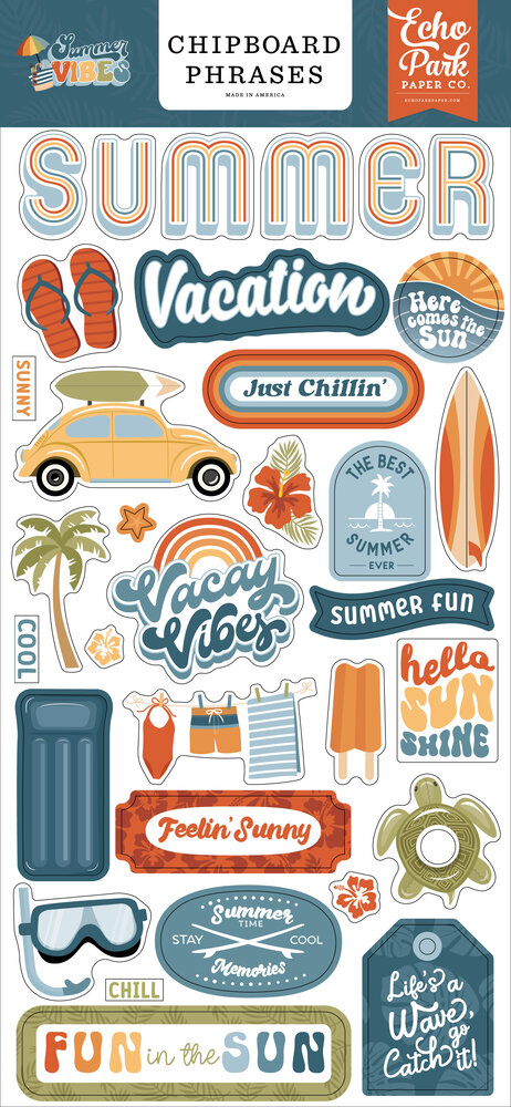 Echo Park Summer Vibes Chipboard Phrases (SV365022) (DISCONTINUED)