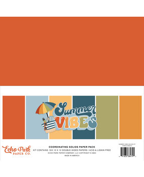 Echo Park Summer Vibes 12x12 Inch Coordinating Solids Paper Pack (SV365015) (DISCONTINUED)